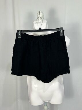 Women's Black Elastic-Waist Athletic Shorts